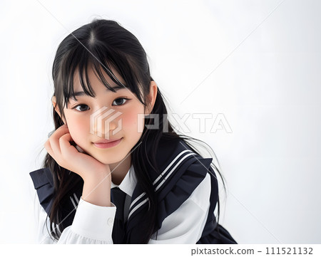 Asian high school girl with a bright smile 111521132