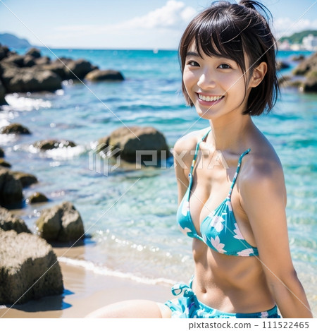 A young woman in a bathing suit 111522465
