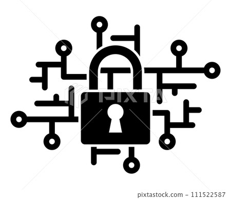 鎖定技術圖像剪影圖標 鎖定技術圖像剪影圖標 111522587