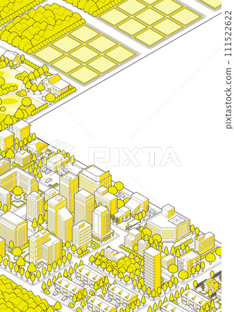 Three-dimensional view of the townscape. Cityscape. 111522622