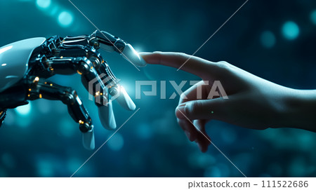 Human Hand Interacting with a Robot Hand Human Hand Interacting with a Robot Hand 111522686