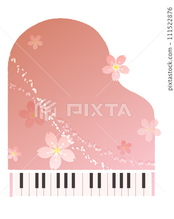 櫻花與粉紅三角鋼琴插畫 111522876