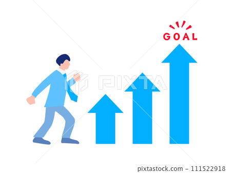 Businessman moving towards business goal Businessman moving towards business goal 111522918