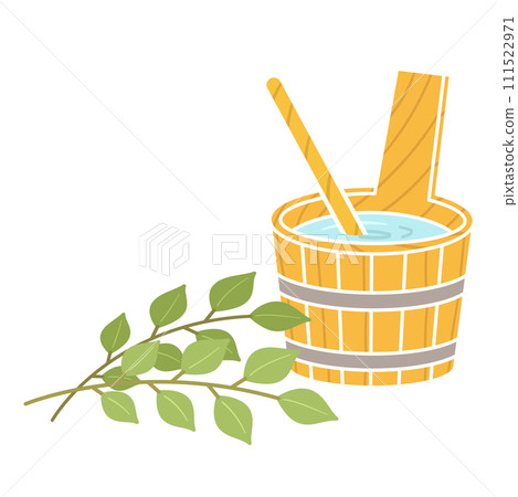 桑拿用品為 Roryu 提供插圖：木桶、鋼包和攪拌器 111522971