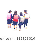Elementary school girls walking in line 111523016