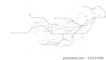 Black circuit diagram on white background. 111523389