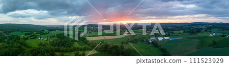 Sunset and Clouds over Farmland 111523929
