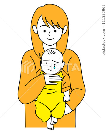 一位母親安慰抱怨的嬰兒 111523962