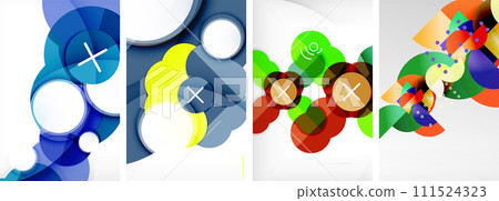Charming geometric abstract posters. Mesmerizing set of circles, each design a harmonious blend of form and color. Elevate your design with modern, visually striking art 111524323