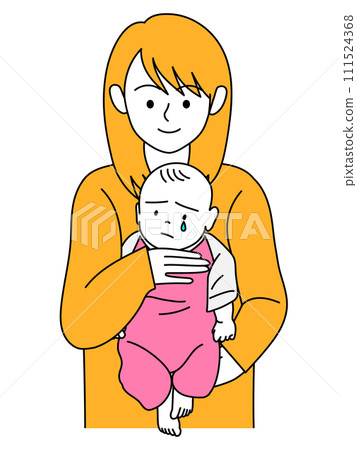 一位母親安慰抱怨的嬰兒 111524368