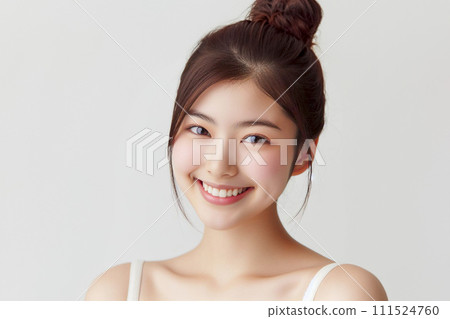 closeup studio-shot image of Asian young woman with light makeup 111524760