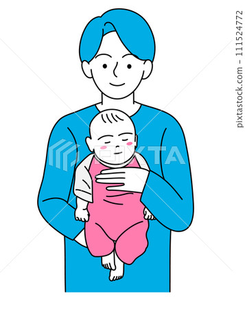 寶寶在爸爸懷裡睡著了 111524772