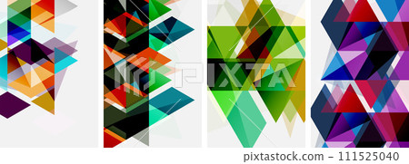 Colorful bright triangles with various colors and transparencies. Vector illustration For Wallpaper, Banner, Background, Card, Book Illustration, landing page 111525040