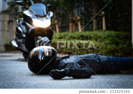 Motorcycle accident scene traffic accident 111525143