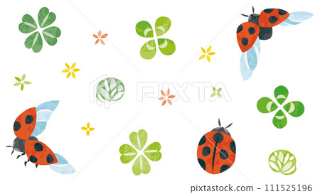 瓢蟲和四葉草的插圖 111525196