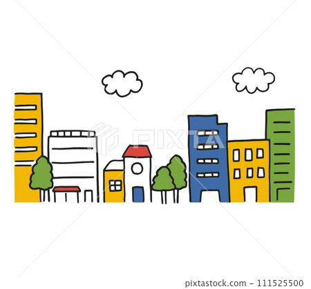 多彩的城市景觀的插圖 111525500