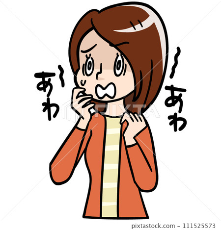 一個女人因恐懼和震驚而顫抖 一個女人因恐懼和震驚而顫抖 111525573