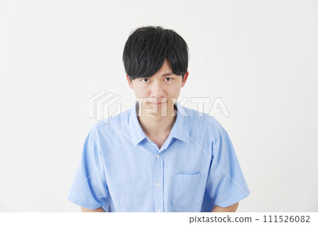 A man bowing and apologizing, white background A man bowing and apologizing, white background 111526082