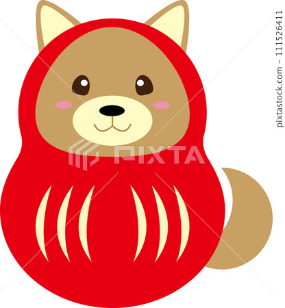 狗年十二生肖紅色達摩插圖 狗年十二生肖紅色達摩插圖 111526411