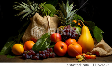 A lot of fruits and vegetables, excessive food consumption 111526426