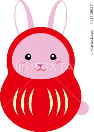 Illustration of a red daruma doll of the zodiac sign of the year of the rabbit 111526627
