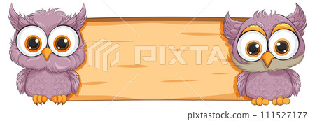 Cute Owls on Wooden Sign Cute Owls on Wooden Sign 111527177