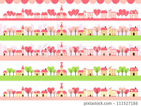 心，樹線，城市景觀，集，可愛，春天，插圖 111527188