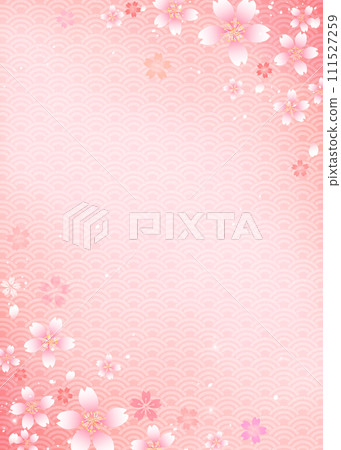 Japanese cherry blossom frame background Qinghai wave pattern 111527259