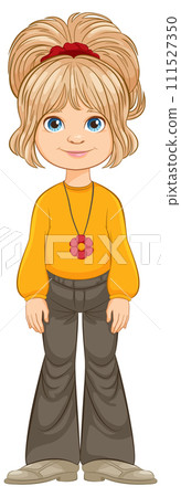 Cheerful Young Girl Vector Illustration 111527350