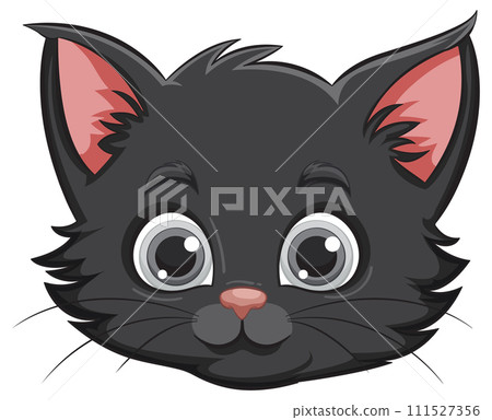 Adorable Black Kitten Cartoon Illustration Adorable Black Kitten Cartoon Illustration 111527356