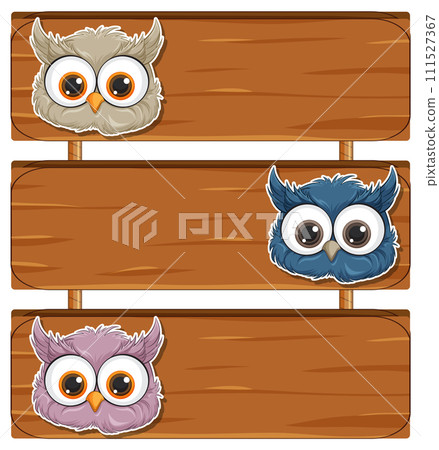 Colorful Owls on Wooden Signs Colorful Owls on Wooden Signs 111527367