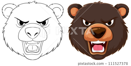 Angry Bear Faces Vector Illustration 111527378