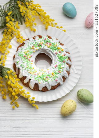 Easter Bundt Cake with Easter Eggs 111527388