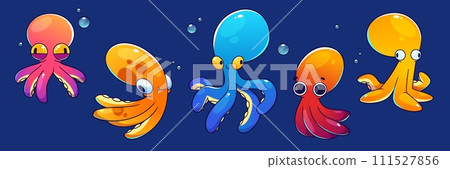 Cute childish octopus cartoon character underwater 111527856