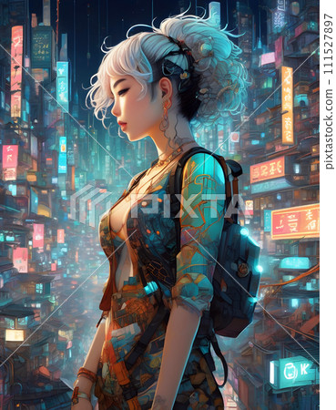 A snapshot of cyberspace in which a young girl wanders through another world. A snapshot of cyberspace in which a young girl wanders through another world. 111527897