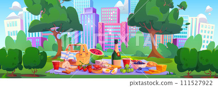 Picnic in summer city park 111527922