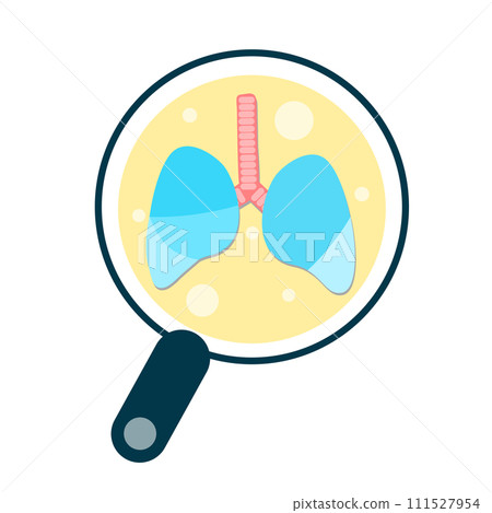 magnifying glass looking for Lungs diagnostic vector design in flat style 111527954