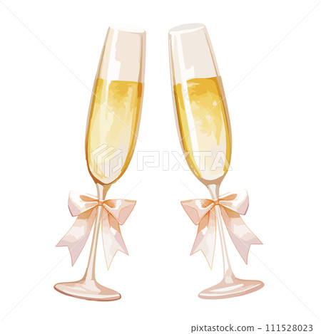 Watercolor wedding champagne illustration Watercolor wedding champagne illustration 111528023