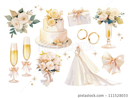 Watercolor wedding illustration 111528033