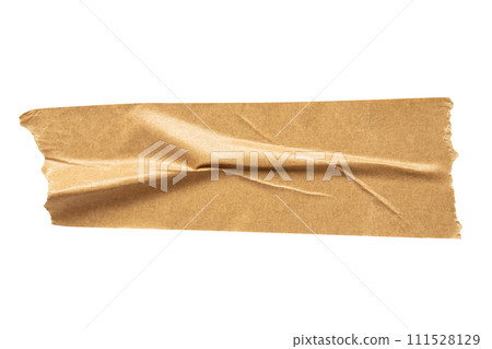 Brown adhesive paper tape isolated on white background 111528129
