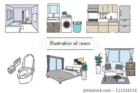 各種房間的插畫 各種房間的插畫 111528218