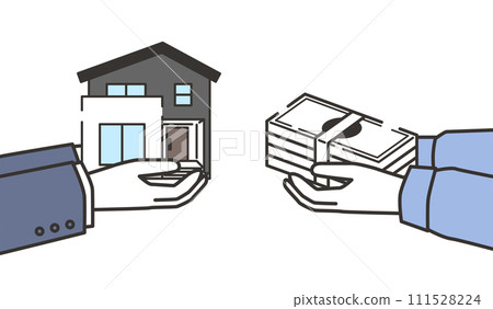 Illustration of exchanging money with a house 111528224