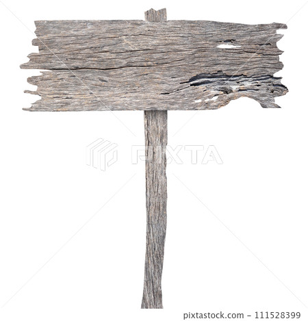 Old wooden sign isolated on white background 111528399