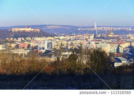Brno city in the Czech Republic. Europe. Petrov - Cathedral of Saints Peter and Paul and Spilberk castle. Beautiful old architecture and a popular tourist destination. Photography of the city Brno city in the Czech Republic. Europe. Petrov - Cathedral of Saints Peter and Paul and Spilberk castle. Beautiful old architecture and a popular tourist destination. Photography of the city 111528560