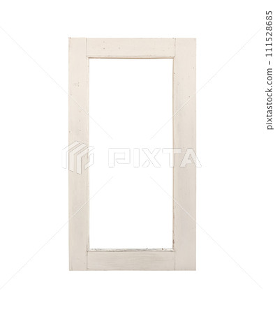 Real white wood window frame isolated on white background 111528685