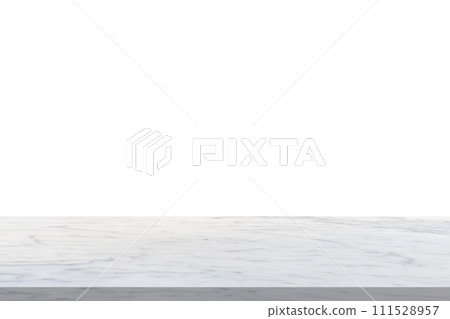 white marble stone table top isolated on white background for product display white marble stone table top isolated on white background for product display 111528957