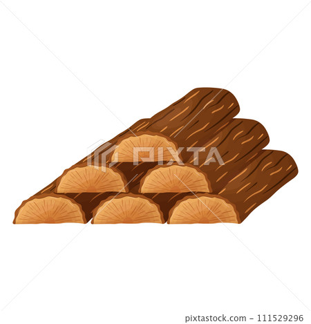 Cartoon wooden logs stacked with firewood. 111529296
