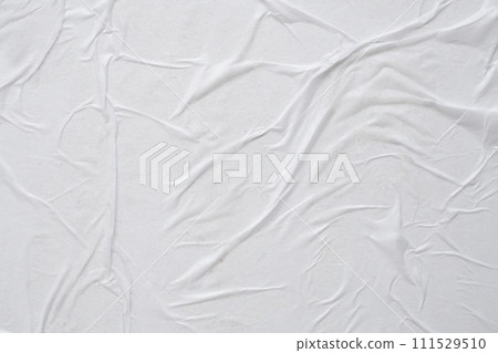 white crumpled and creased paper poster texture background 111529510