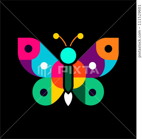 Butterfly flat icon in different style 111529601