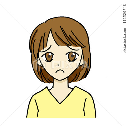 Illustration of a woman with a sad expression 111529748